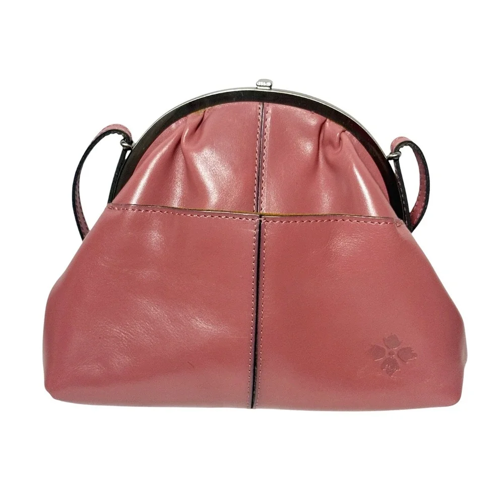 PATRICIA NASH Silvia Frame Bag Dusty Rose Leather & Knit Kiss Lock Crossbody